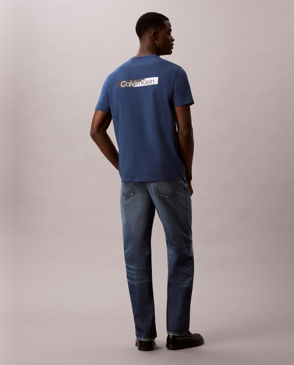 T-shirt de Algodão com Estampado Gráfico Azul-índigo-2