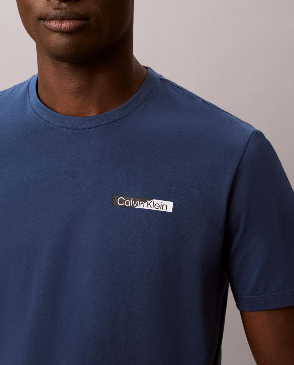 T-shirt de Algodão com Estampado Gráfico Azul-índigo-3