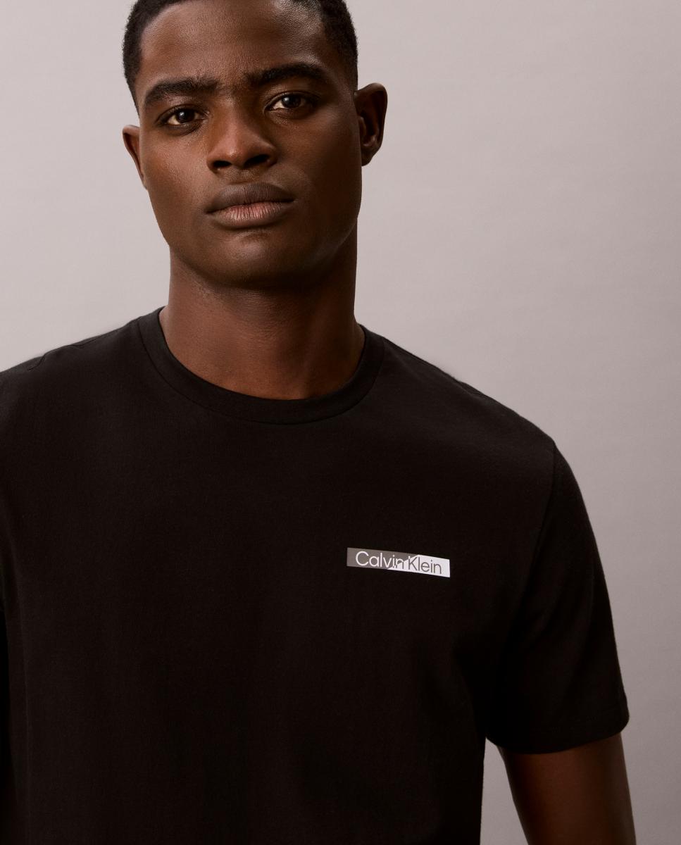 T-shirt de Algodão com Estampado Gráfico Preto-3
