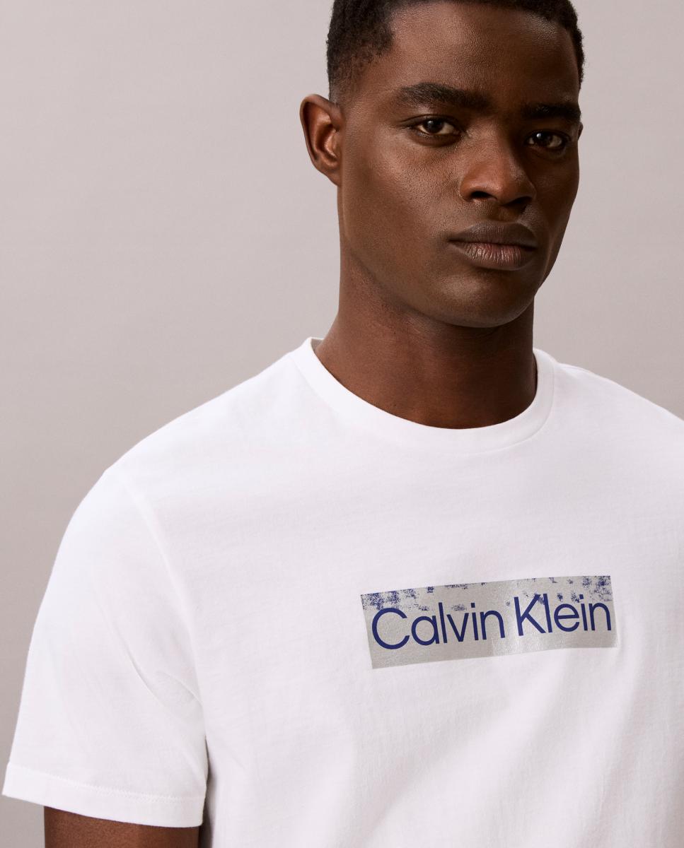 T-shirt de Algodão com Logótipo no Peito Branco-4