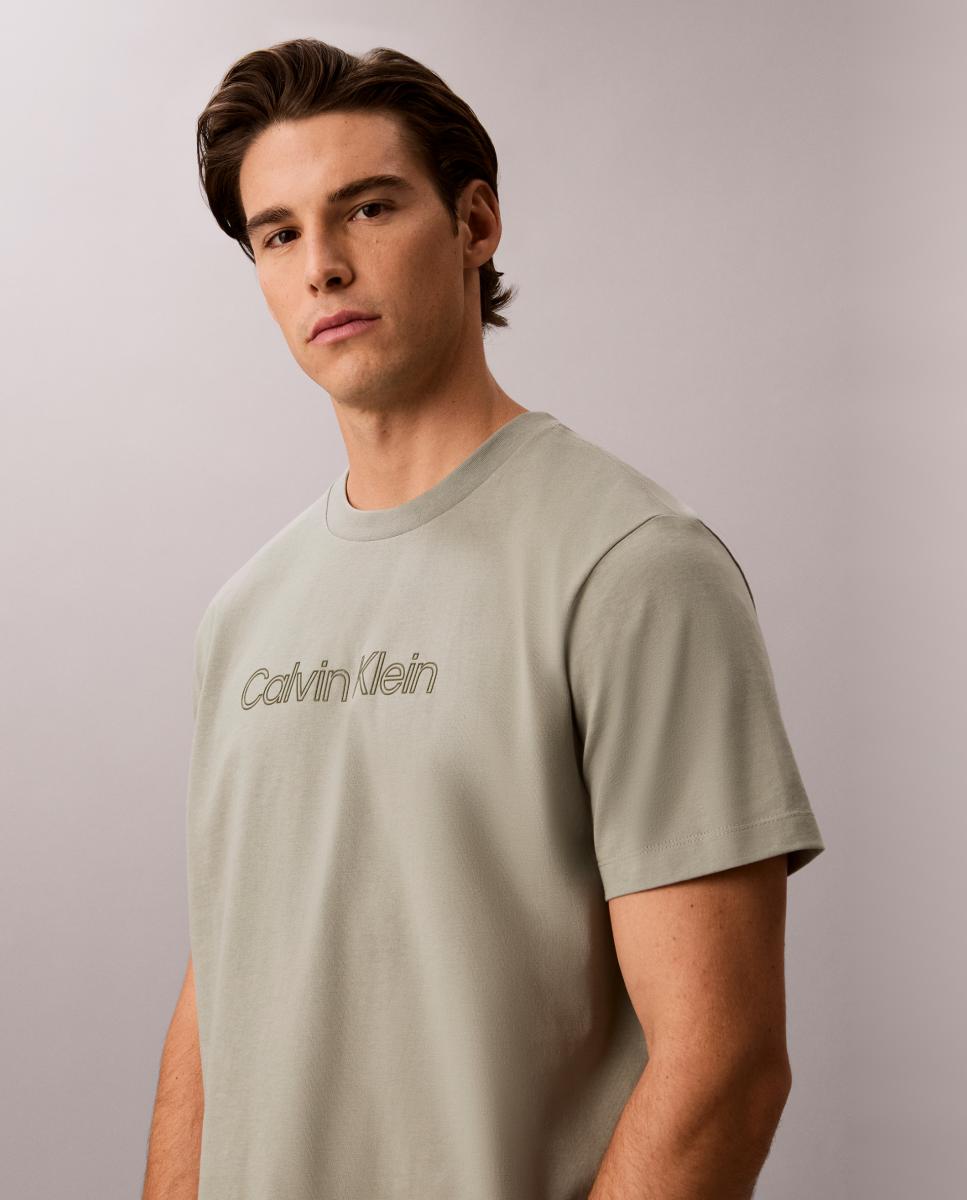 T-shirt de Manga Curta em Algodão com Estampado Gráfico Cinzento-claro-3