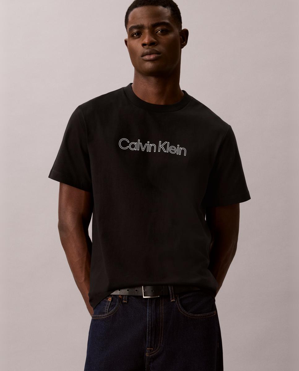 T-shirt de Manga Curta em Algodão com Estampado Gráfico Preto-4