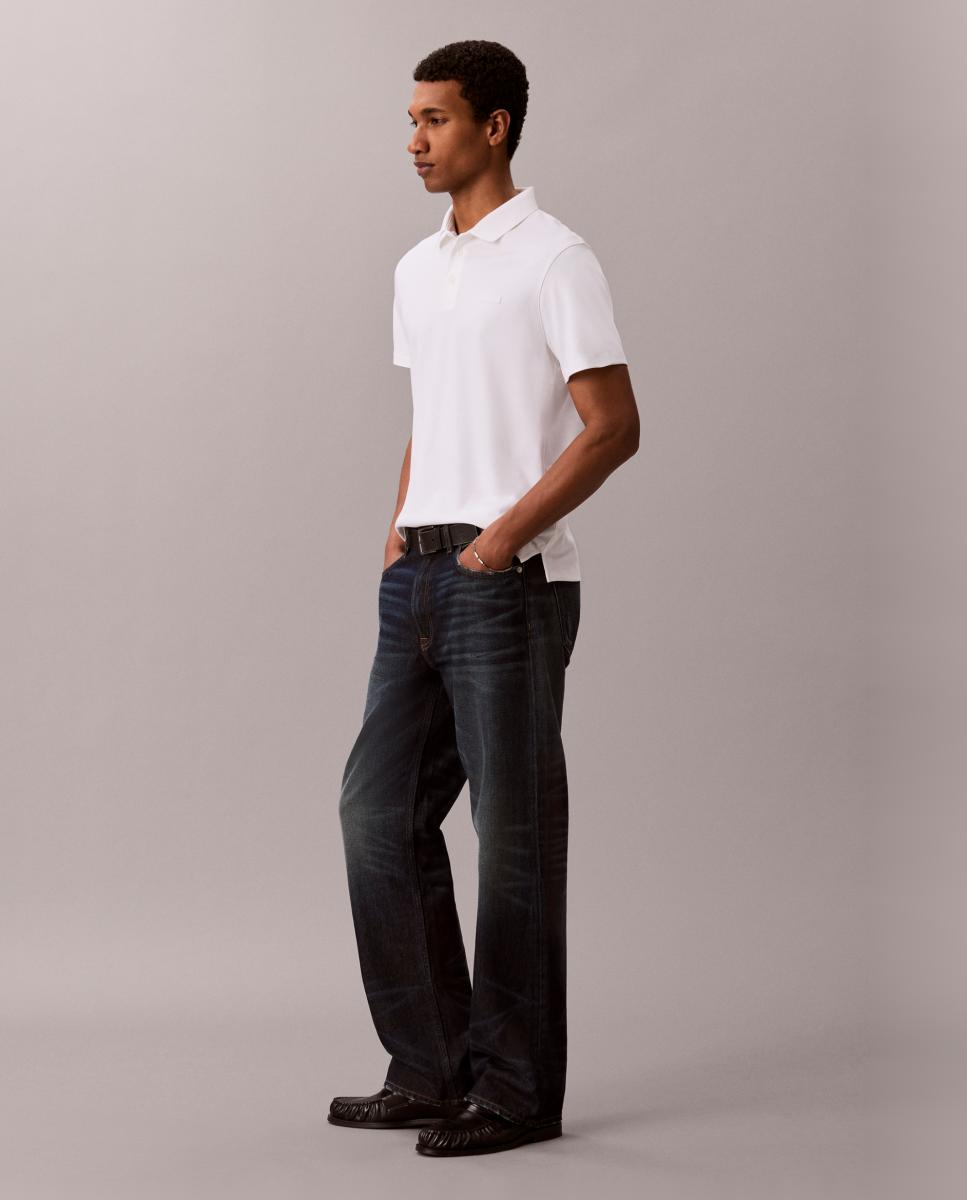 Polo de Manga Curta Slim Supima com Remendo com Logótipo Branco-4