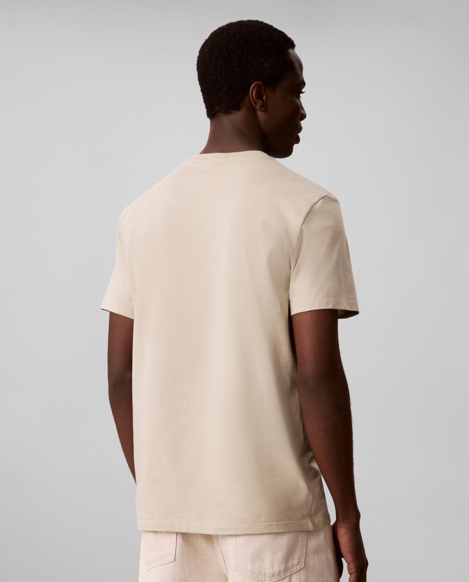 T-shirt Slim de Algodão Stretch Bege-2