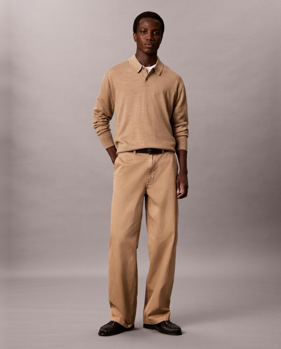 Polo Hombre de merino con logo en pecho - Calvin Klein - Marrón Marrón-2