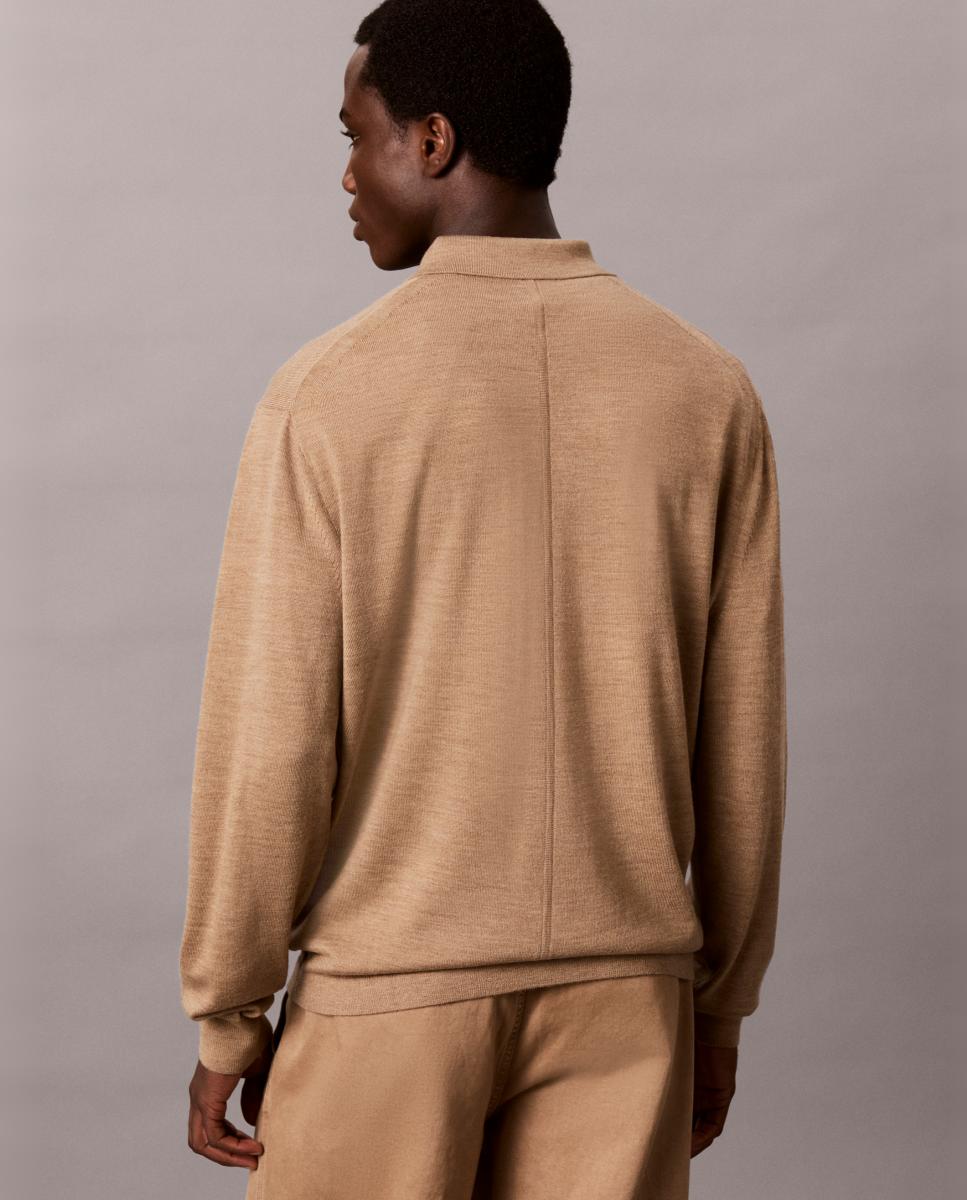 Polo Hombre de merino con logo en pecho - Calvin Klein - Marrón Marrón-4