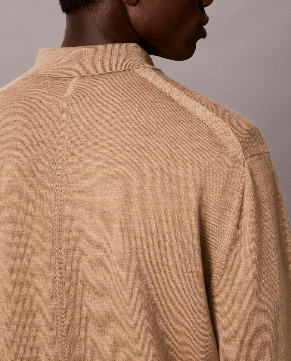 Polo Hombre de merino con logo en pecho - Calvin Klein - Marrón Marrón-5