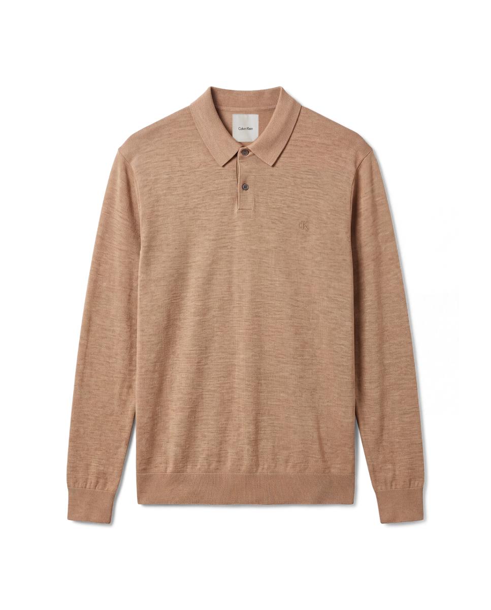 Polo Hombre de merino con logo en pecho - Calvin Klein - Marrón Marrón-6