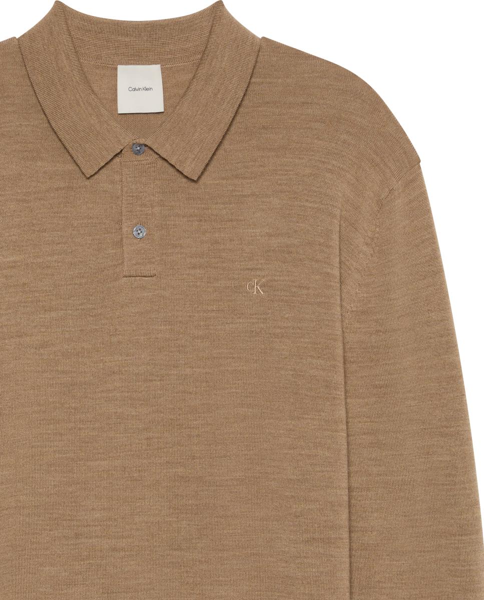 Polo Hombre de merino con logo en pecho - Calvin Klein - Marrón Marrón-9