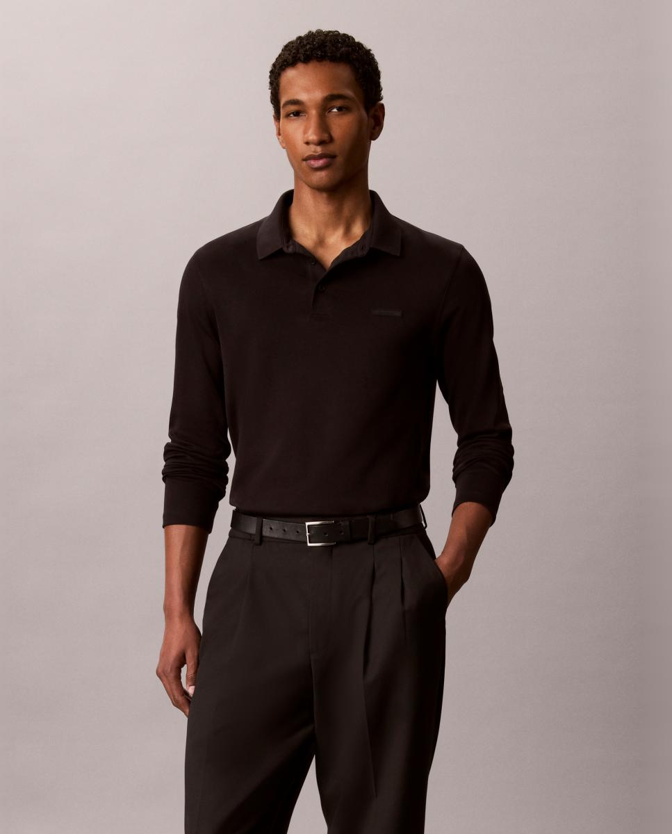 Imagen 1 de Polo Hombre supima manga larga - Calvin Klein - Negro Negro