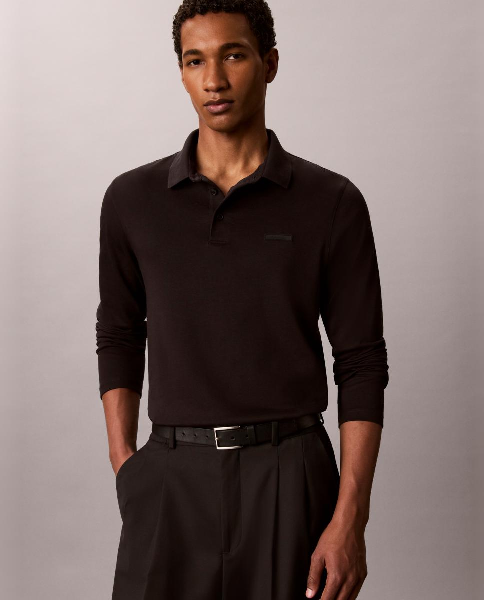Imagen 4 de Polo Hombre supima manga larga - Calvin Klein - Negro Negro