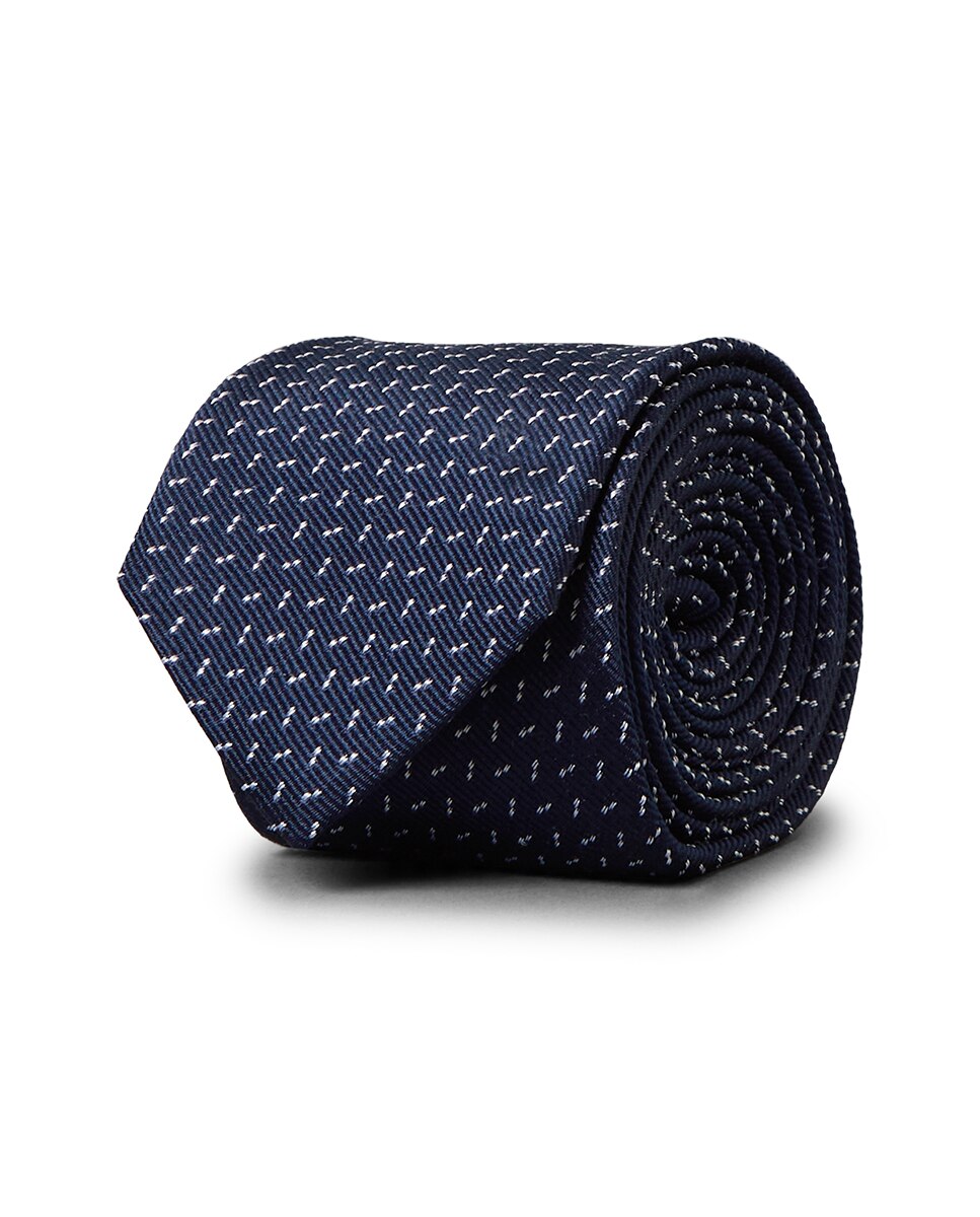 Gravata de Seda às Bolinhas Azul-marinho-2