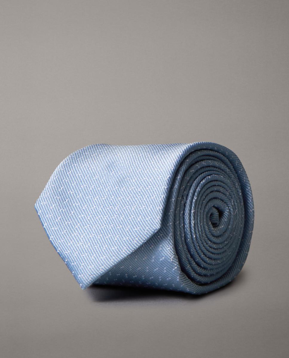 Gravata de Seda às Bolinhas Azul-claro-3