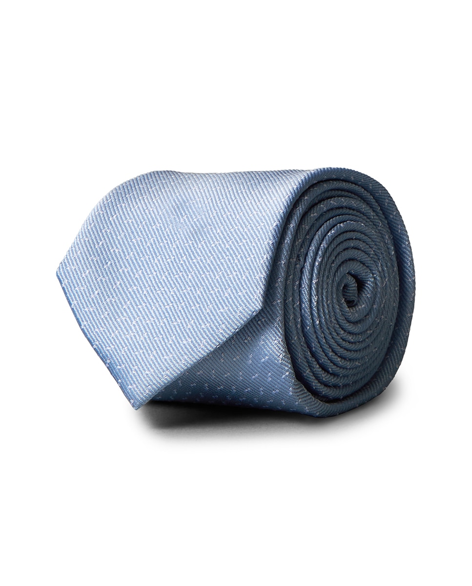 Gravata de Seda às Bolinhas Azul-claro-5