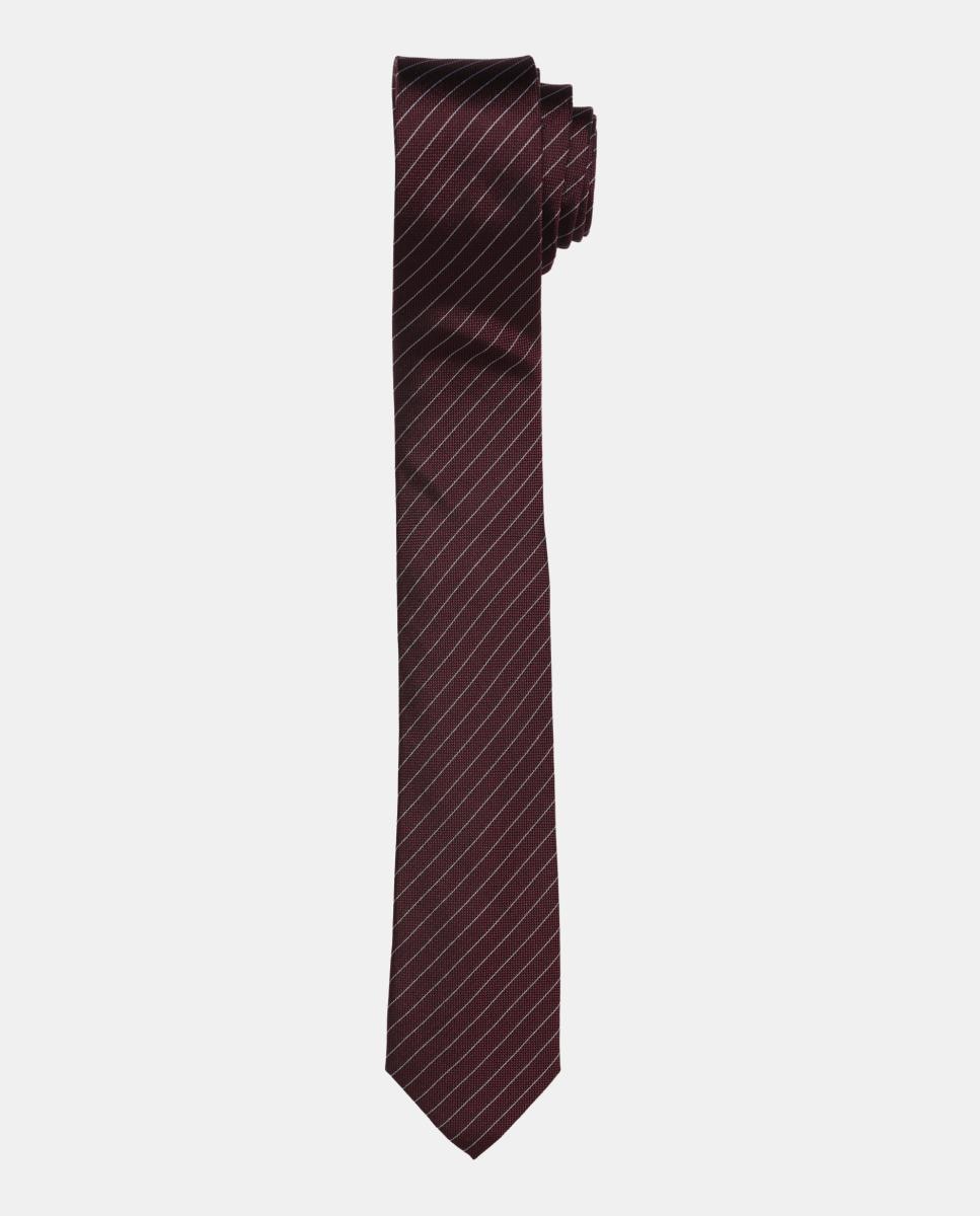 Gravata com Estampado às Riscas Bordeaux-2