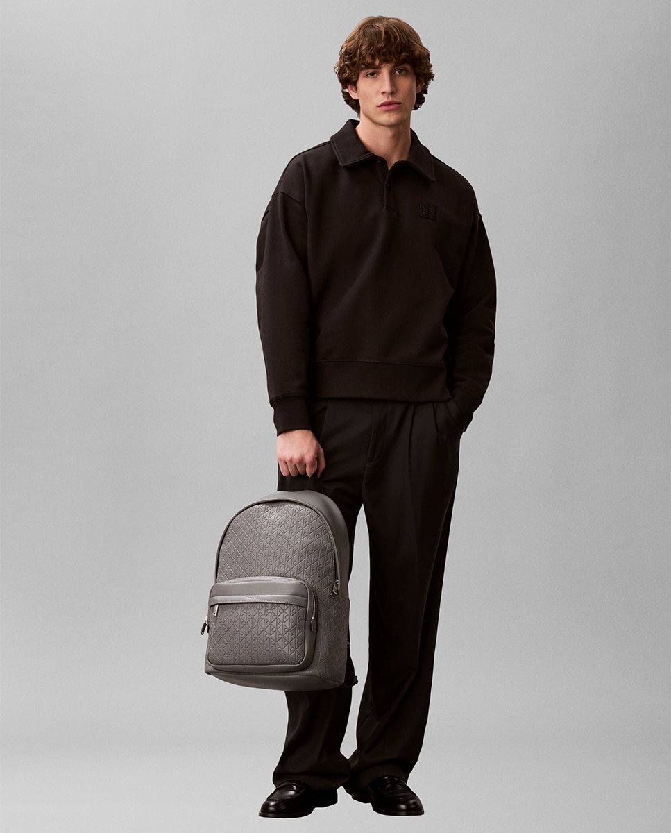 Mochila com Logótipo em Relevo Cinzento-5