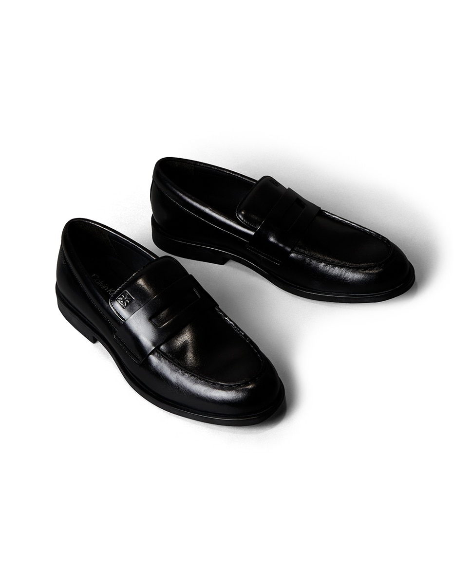 Mocassins em Pele com Logótipo Preto-2