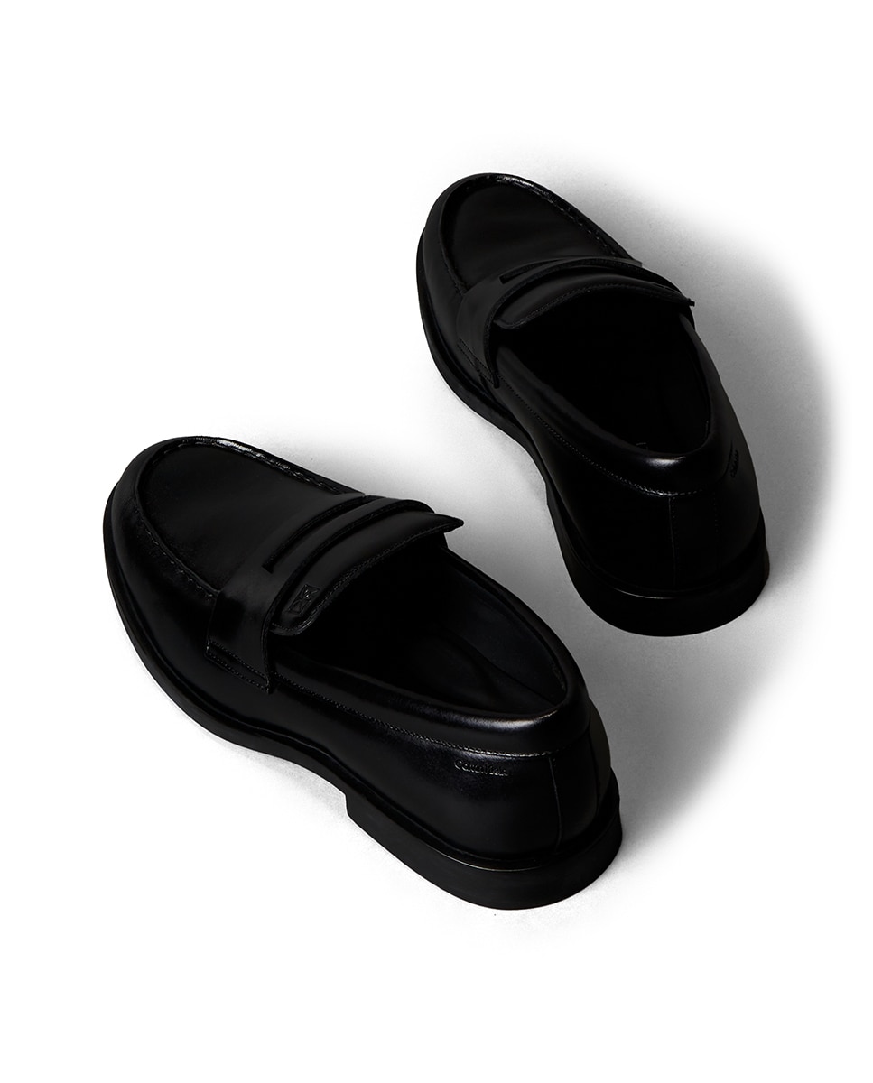 Mocassins em Pele com Logótipo Preto-3