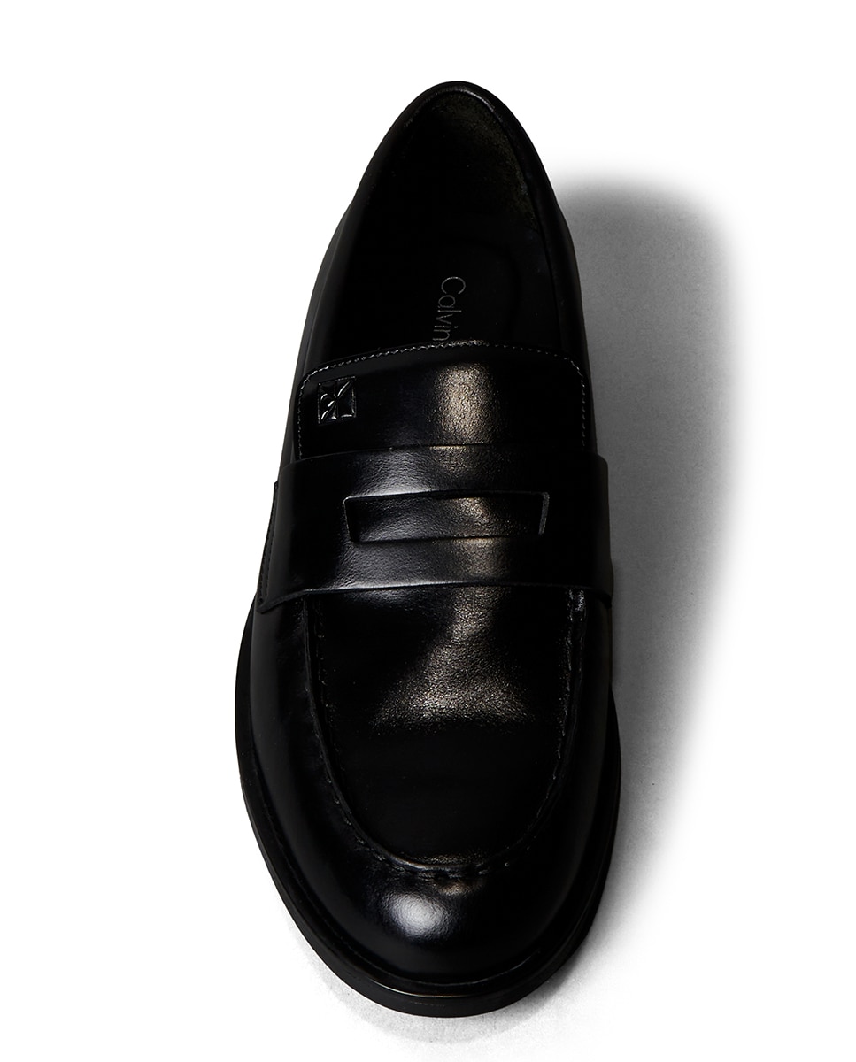 Mocassins em Pele com Logótipo Preto-4