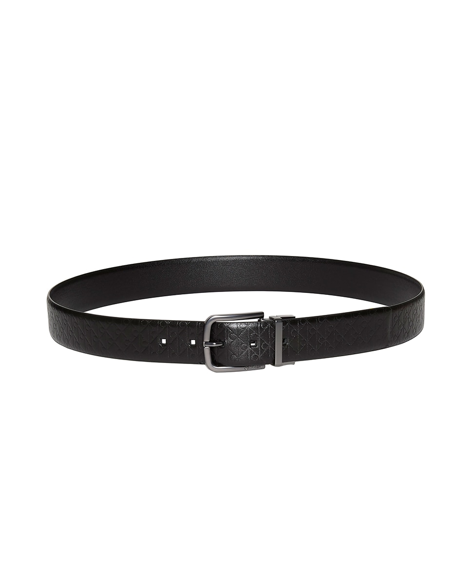 Cinto Estampado com Fivela Redonda Preto-4