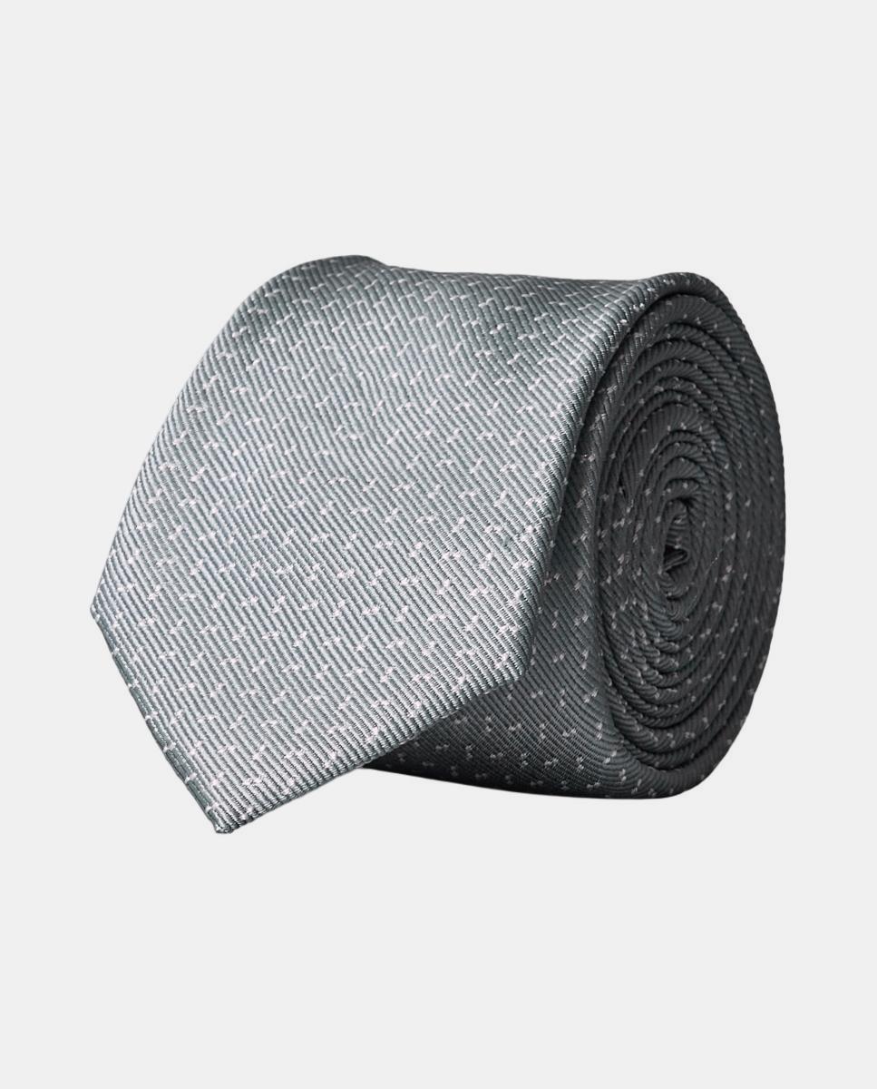 Gravata de Seda com Micro Estampado Retro Cinzento-3