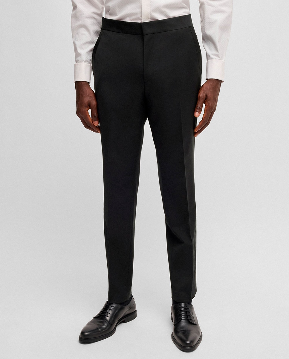 Calças Extra Slim Fit em Mistura de Lã Elástica Preto-2