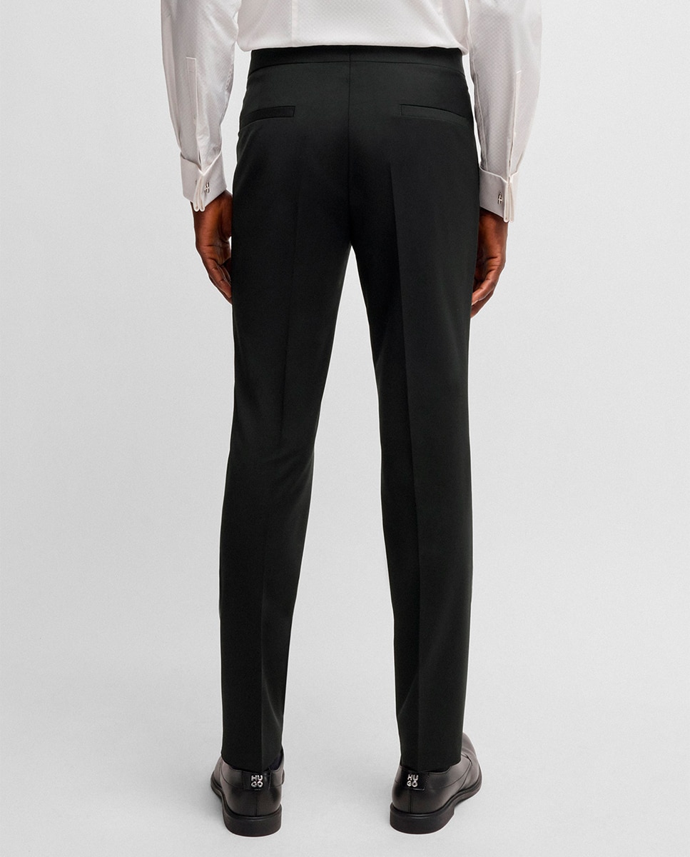 Calças Extra Slim Fit em Mistura de Lã Elástica Preto-3