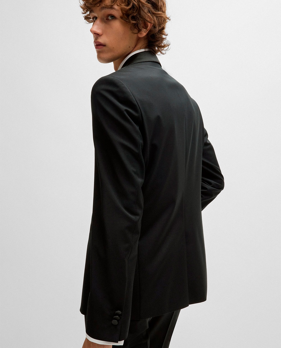 Casaco de Smoking Extra Slim Fit em Mistura de Lã Preto-2