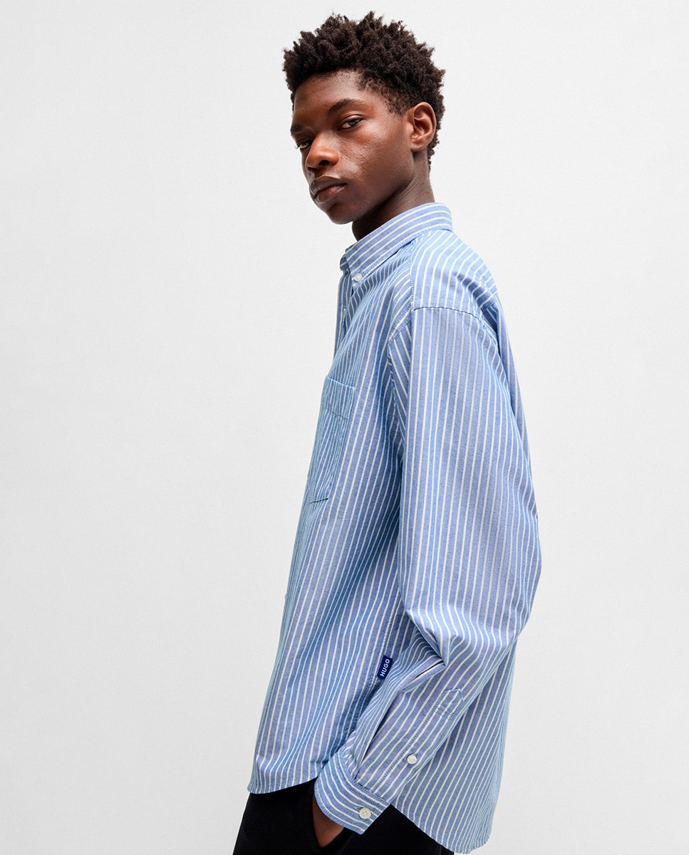 Camisa de Manga Comprida Azul-4