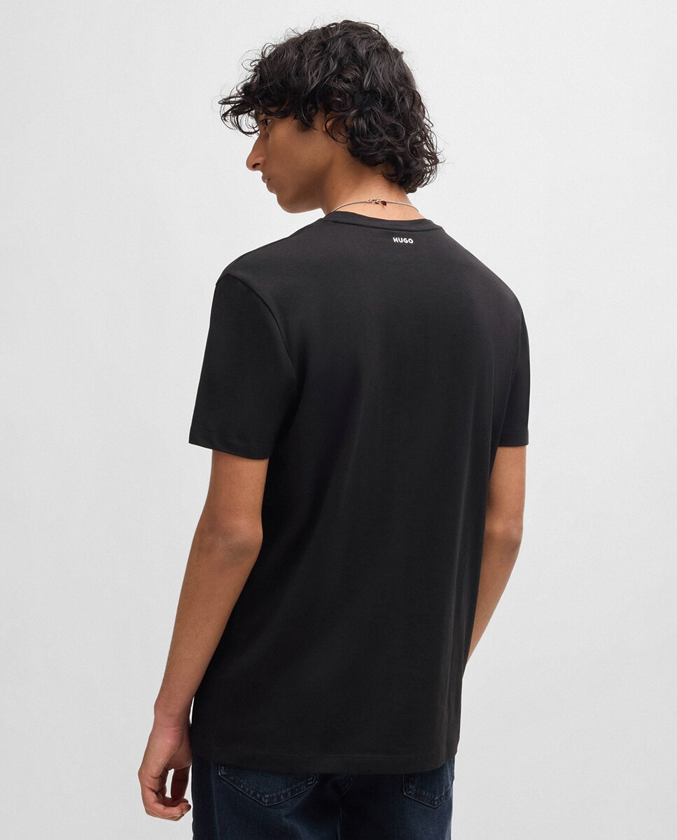 Embalagem de Duas T-shirts Slim Fit de Algodão Elástico Preto-2