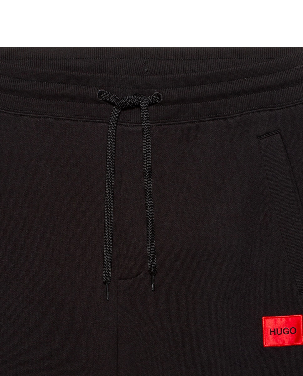Calças de Fato de Treino em Algodão com Remendo de Logótipo - Vermelho Preto-5