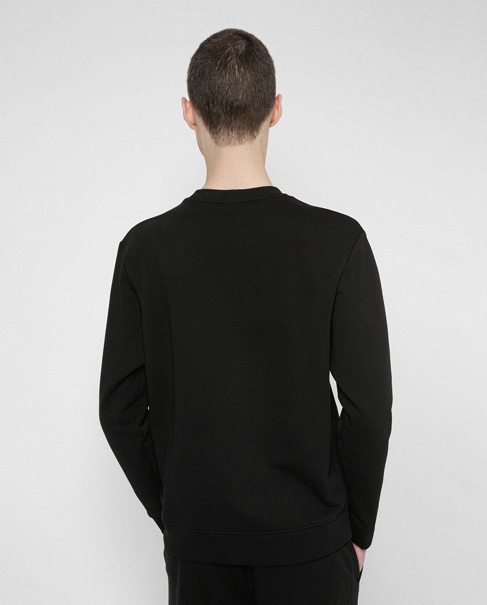 Sudadera de hombre de felpa de algodón con etiqueta con logo roja - Hugo - Negro Negro-2