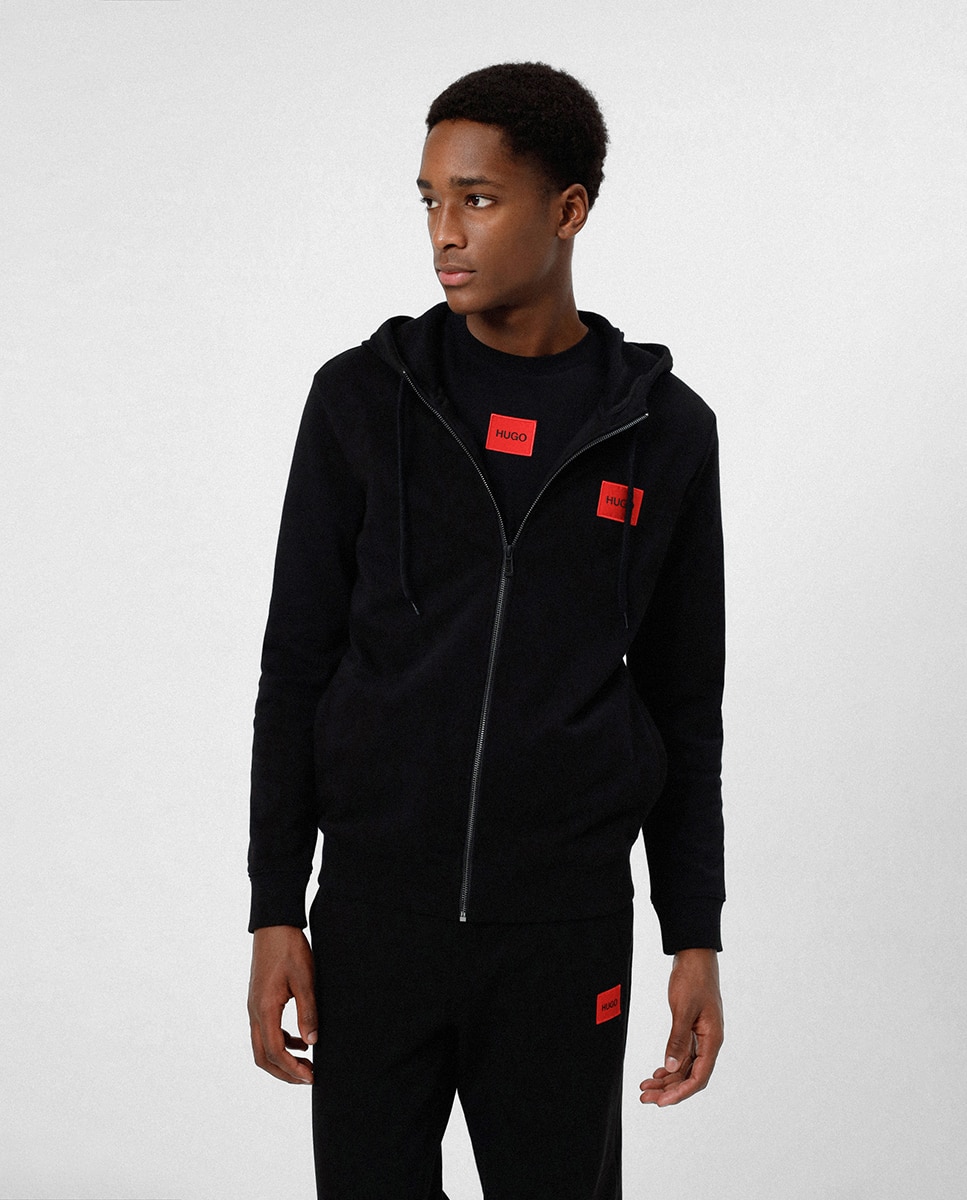 Imagem 0 de Sweatshirt de Felpa de Algodão com Fecho de Correr Integral com Remendo de Logótipo