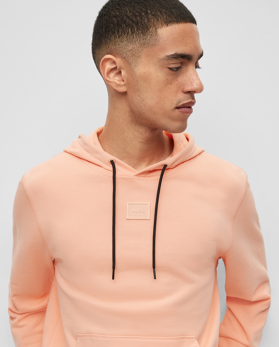 Peça com Capuz em Felpa de Algodão com Insígnia de Logótipo Tonal Vermelho-3
