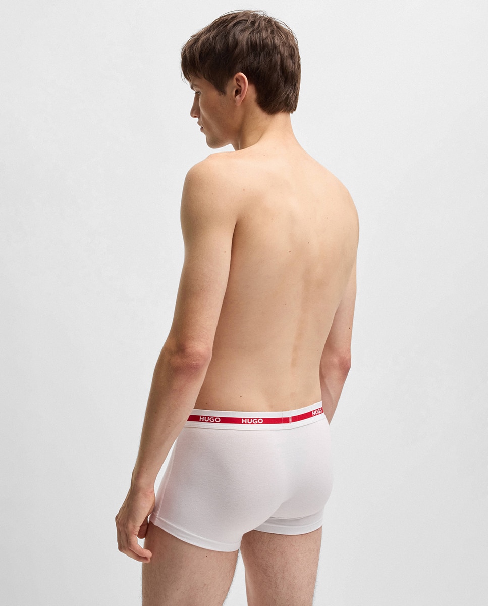 Embalagem de Três Boxers em Algodão Elástico com Logótipo na Cintura Branco-3
