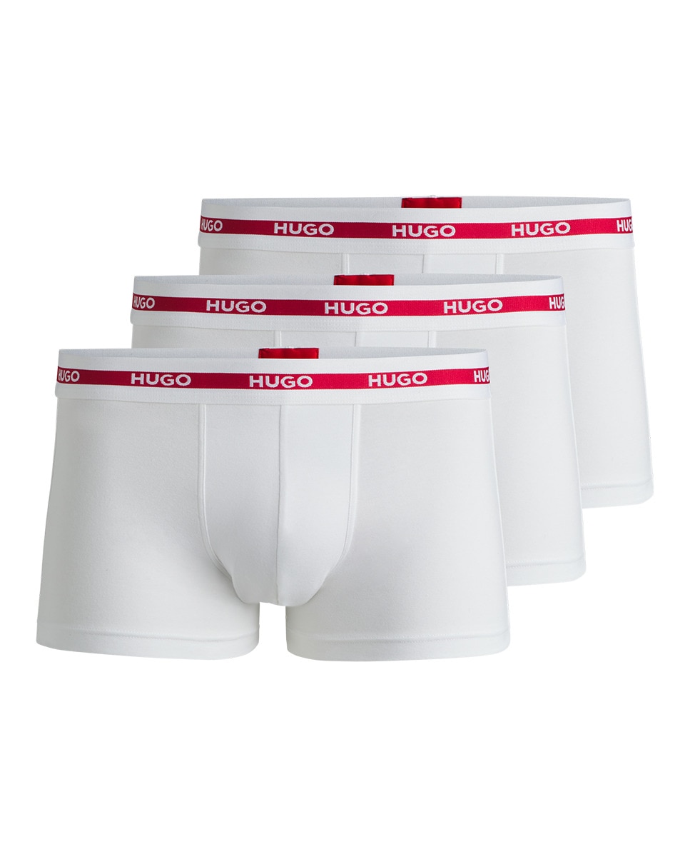 Embalagem de Três Boxers em Algodão Elástico com Logótipo na Cintura Branco-6
