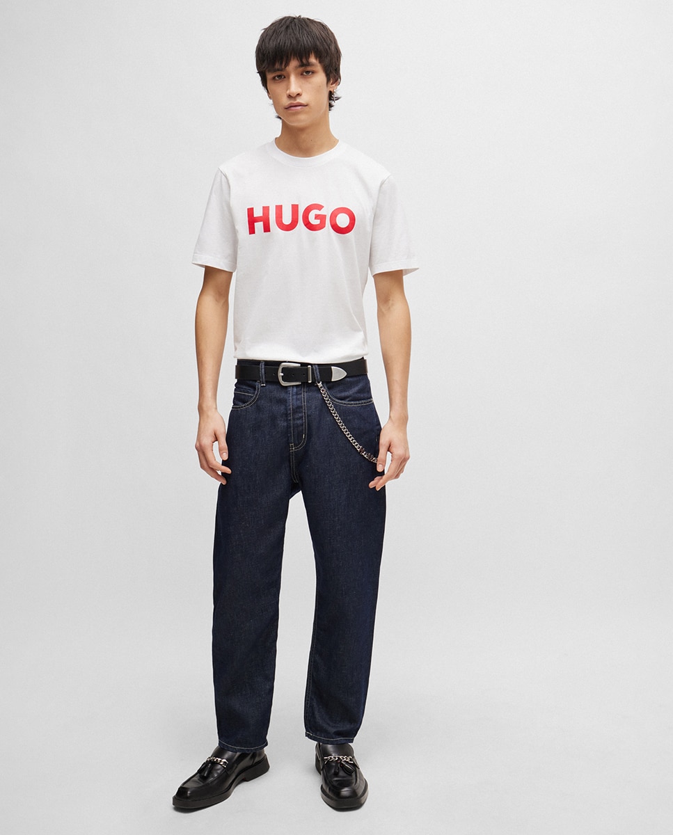 T-shirt Regular Fit de Malha de Algodão com Logótipo Estampado Branco-5