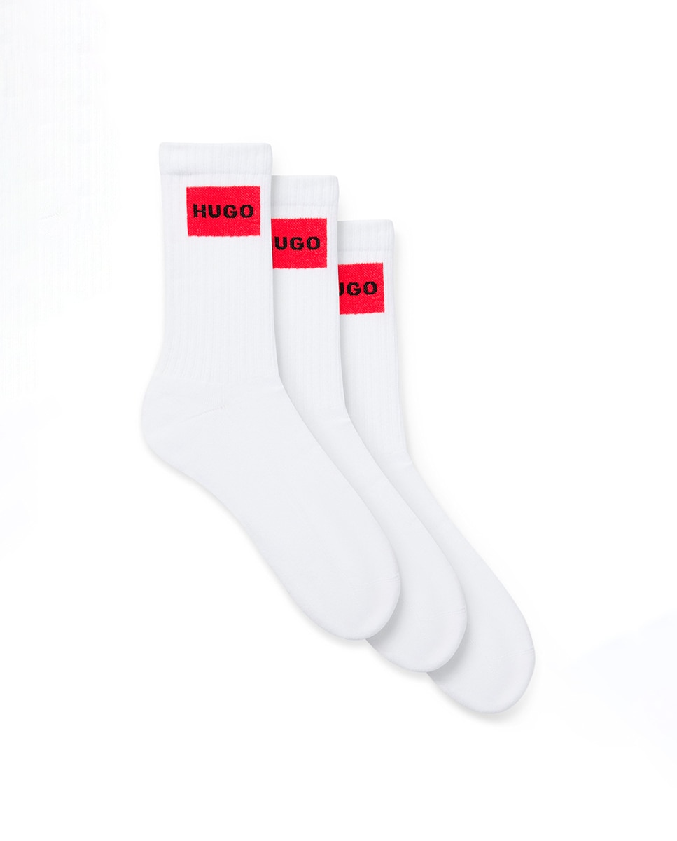 Imagem 0 de Embalagem de Três Pares de Meias Curtas com Etiquetas com Logótipo - Vermelho