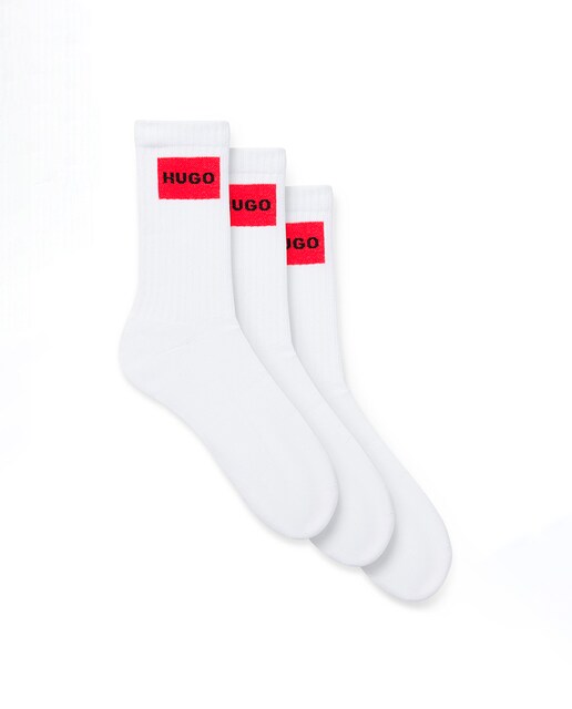 Imagem 0 de Embalagem de Três Pares de Meias Curtas com Etiquetas com Logótipo - Vermelho