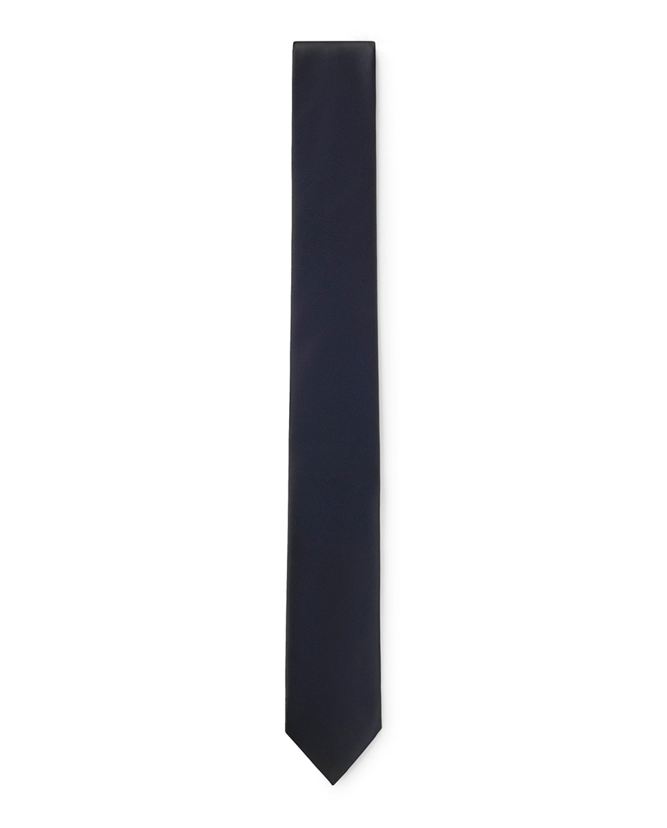 Gravata de Mistura de Seda em Tecido Liso Azul-1