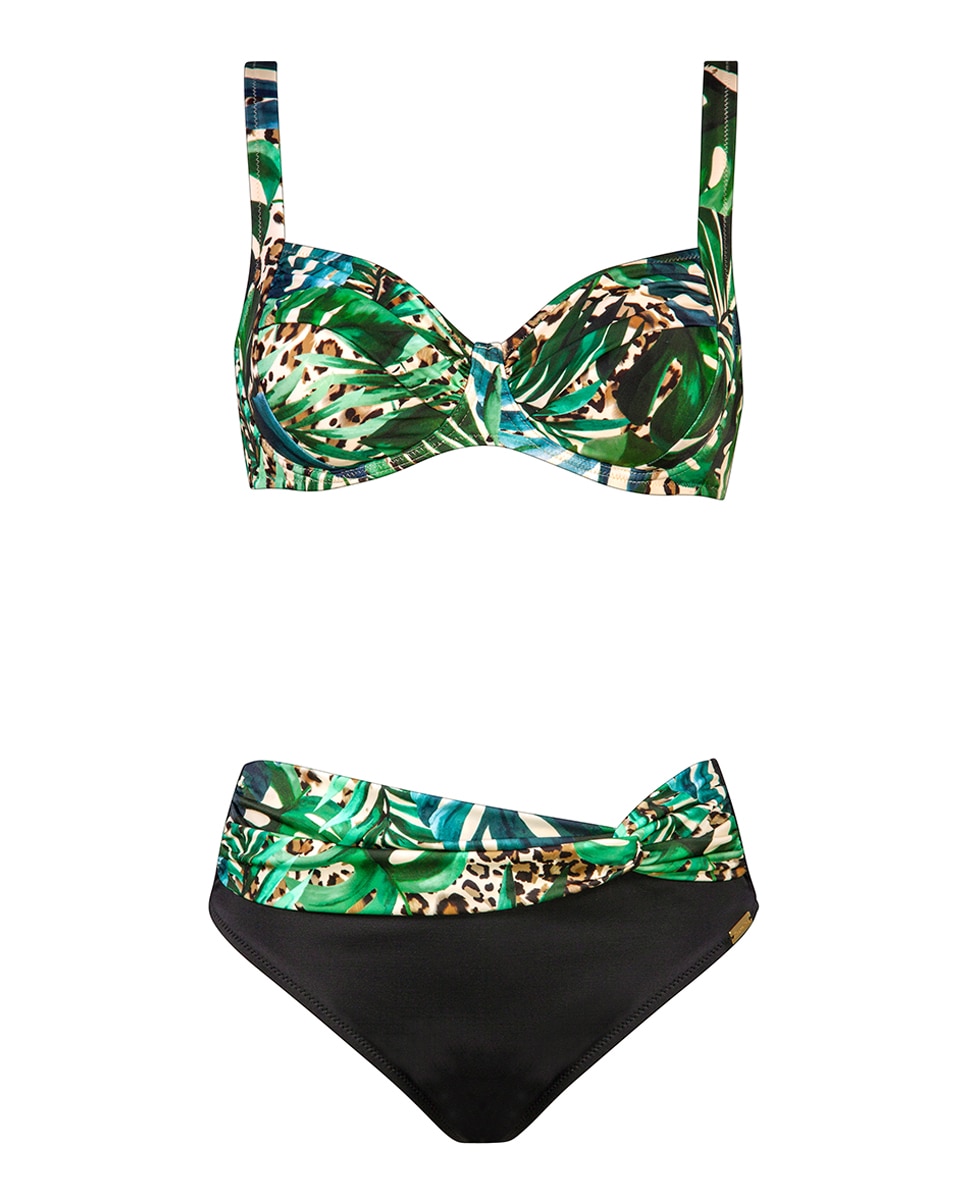 Imagem 0 de Biquíni de animal print com folhas verde selva