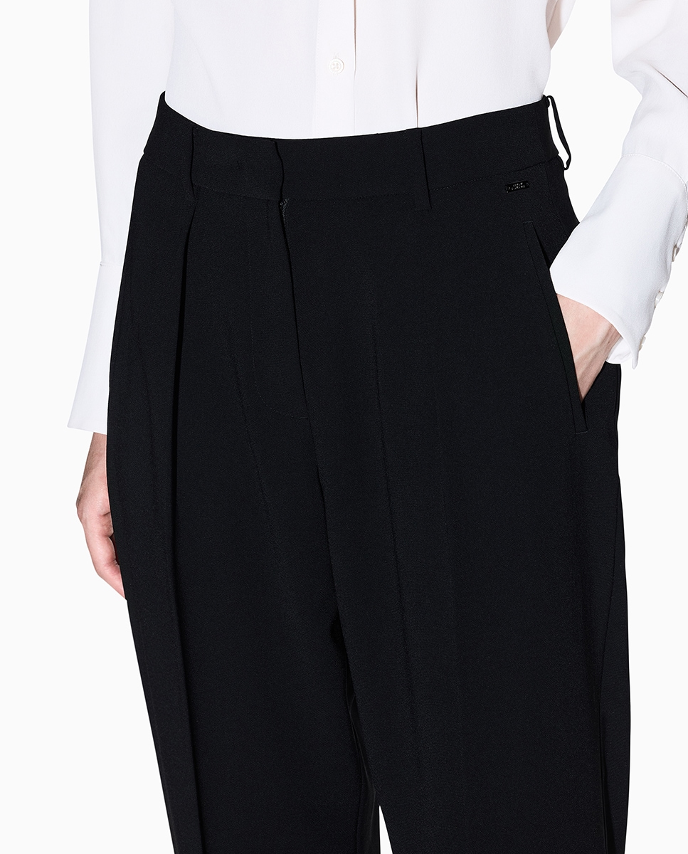 Calças Formais Regular com Pregas à Frente Preto-3