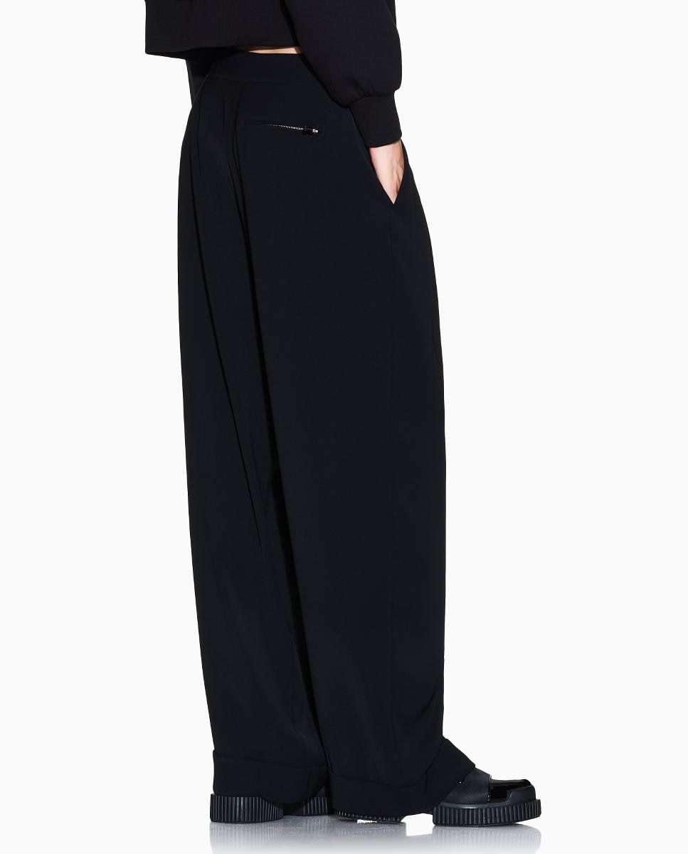 Calças largas com pinças Preto-3