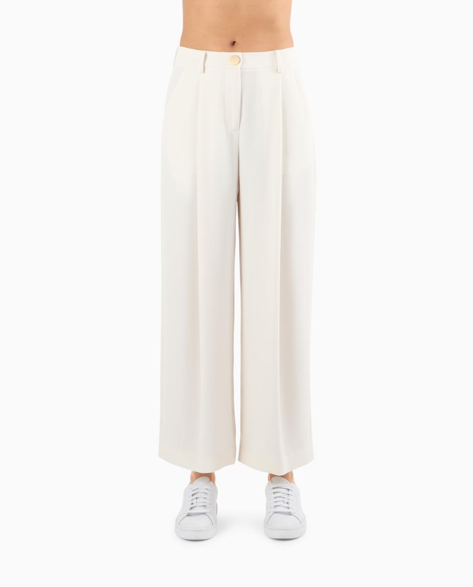 Armani Exchange - Pantalón de traje de mujer a la cintura con pinzas Cápsula White Edition.