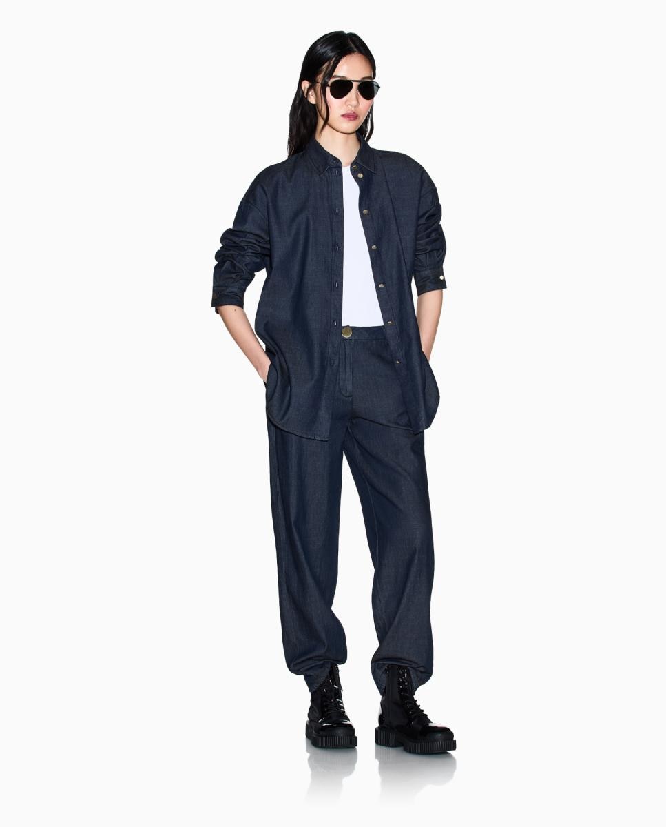 Calças Chino em Chambray Cápsula White Edition Azul-marinho-3