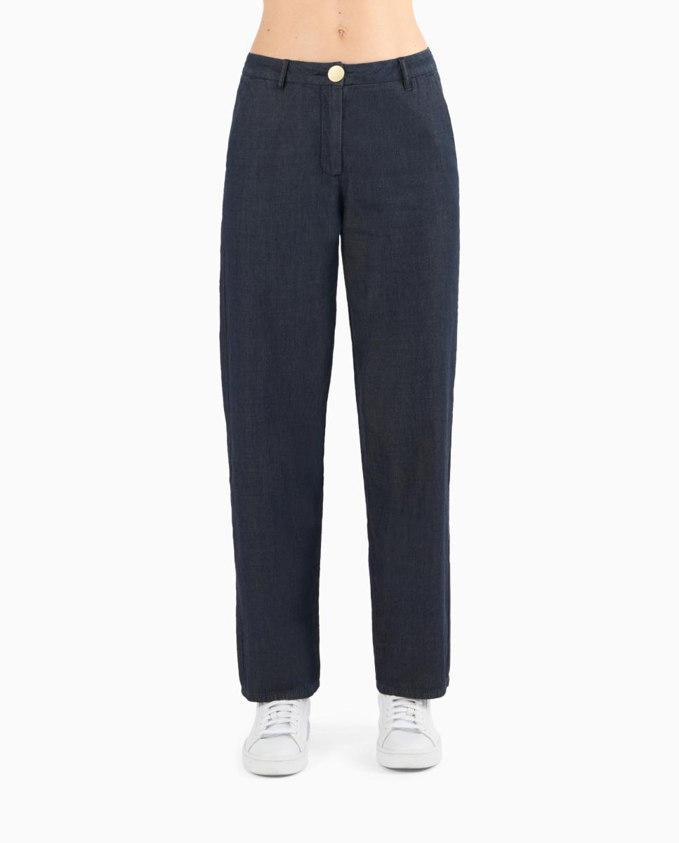 Calças Chino em Chambray Cápsula White Edition Azul-marinho-5