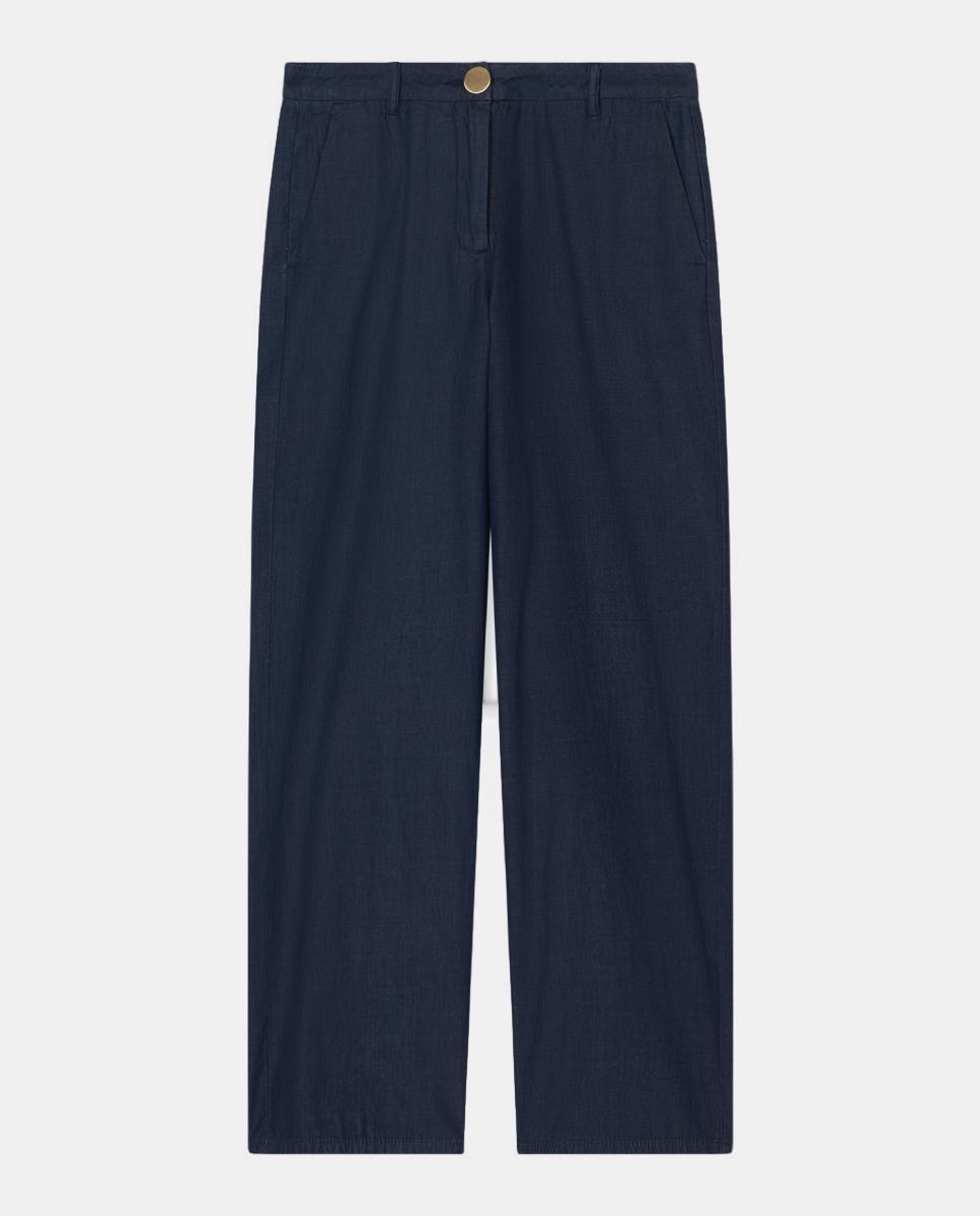 Calças Chino em Chambray Cápsula White Edition Azul-marinho-7