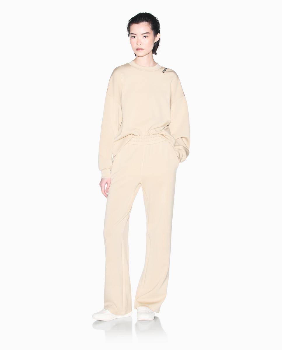 Armani Exchange - Pantalón de mujer escuba tiro alto y pierna ancha.