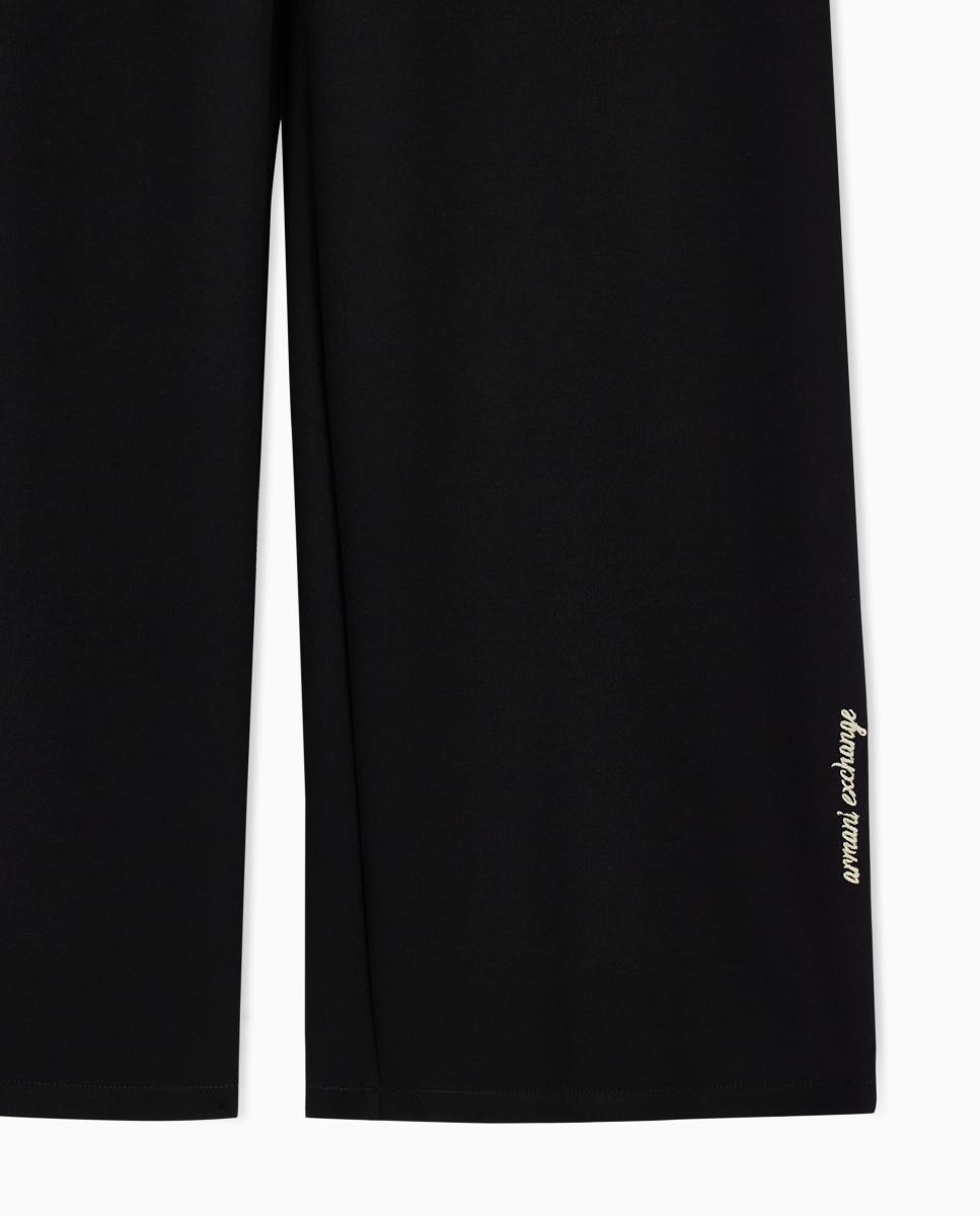 Calças de Cintura Subida e Perna Larga Preto-6