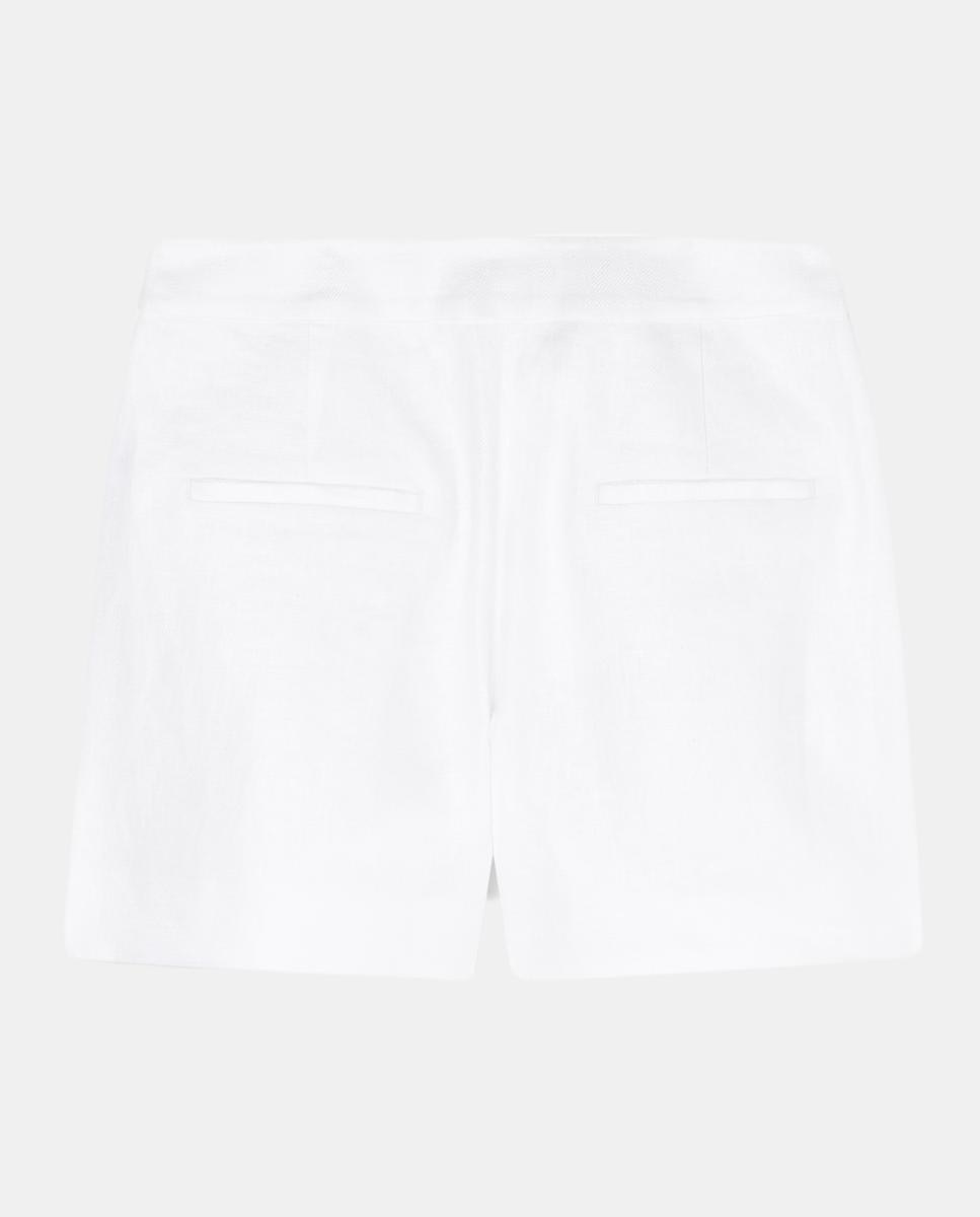 Calções de Linho com Pinças Branco-4